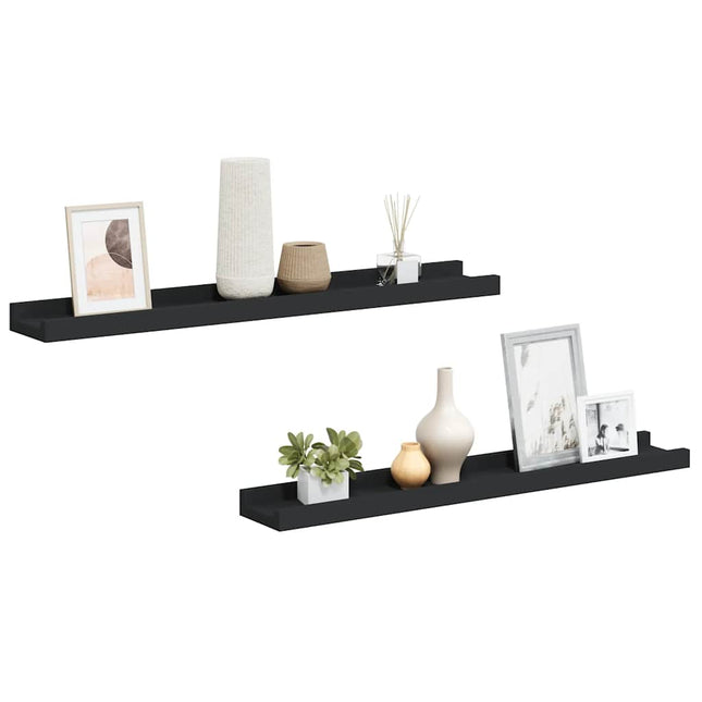 gallerihylder 2 stk. 60x9x3 cm MDF sort