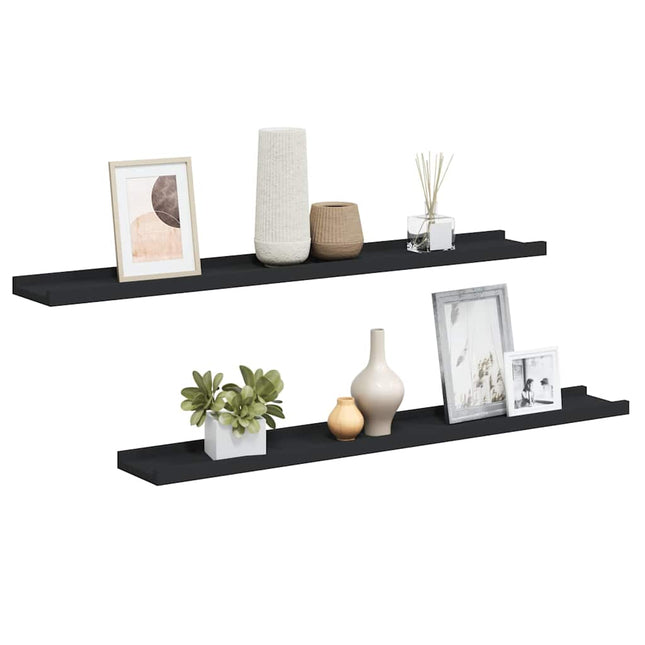 gallerihylder 2 stk. 80x9x3 cm MDF sort