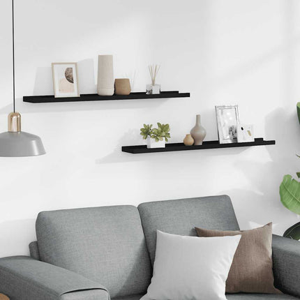 gallerihylder 2 stk. 80x9x3 cm MDF sort