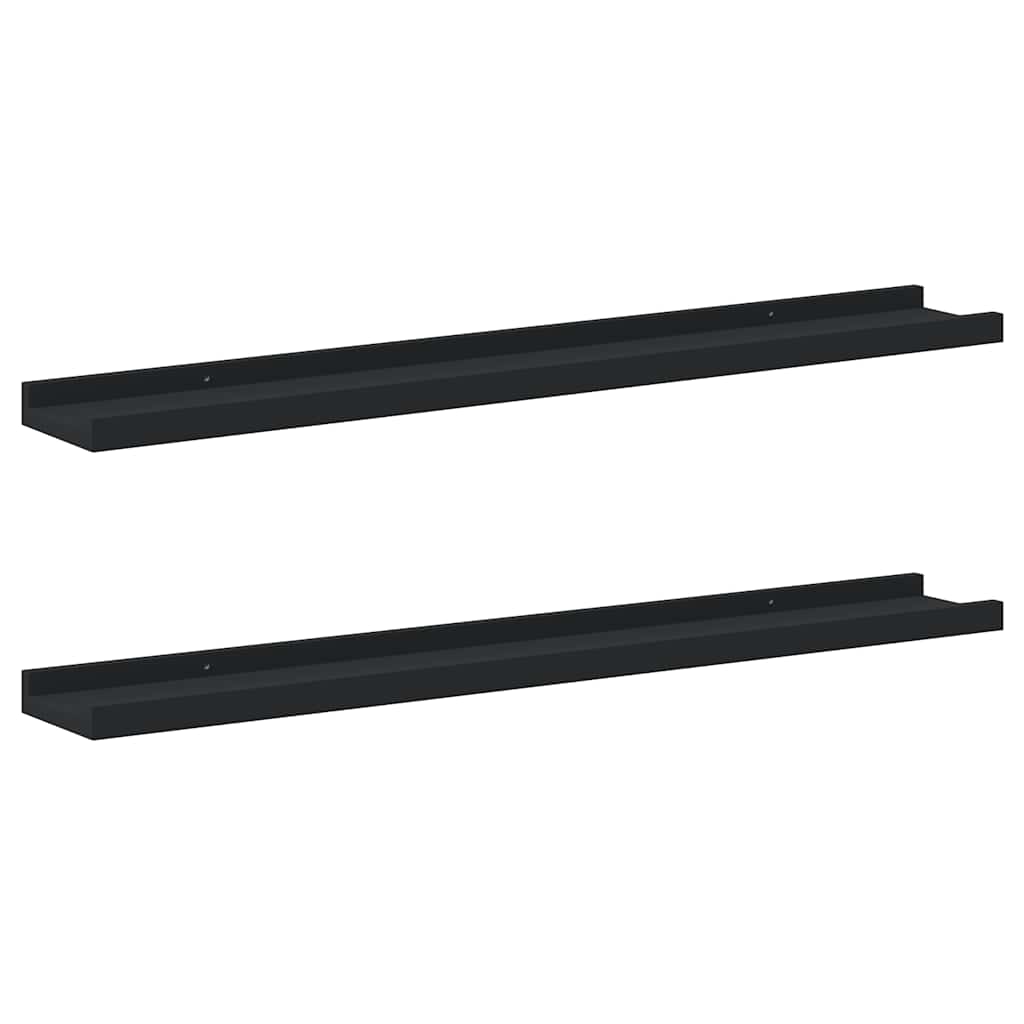 gallerihylder 2 stk. 80x9x3 cm MDF sort