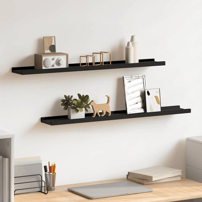 gallerihylder 2 stk. 80x9x3 cm MDF sort