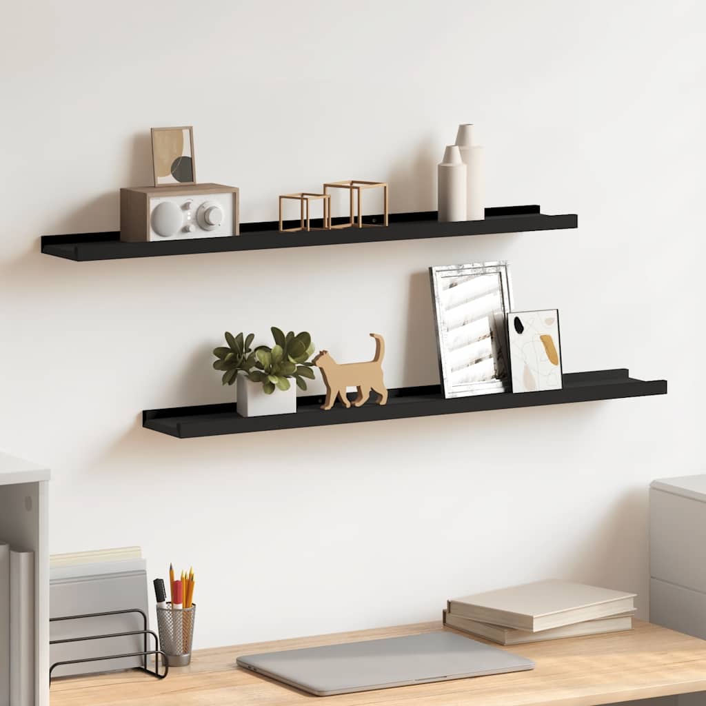 gallerihylder 2 stk. 80x9x3 cm MDF sort