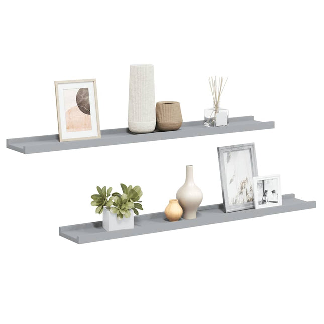 gallerihylder 2 stk. 80x9x3 cm MDF grå