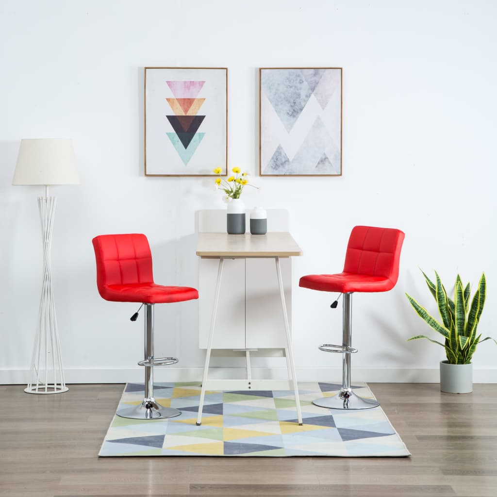 barstole 2 stk. kunstlæder rød