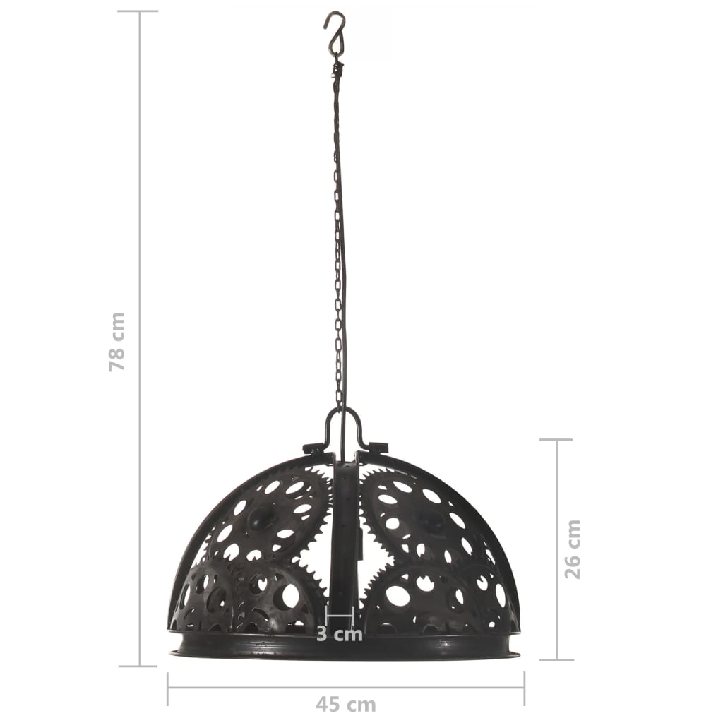 industriel loftlampe med kæde og hjul 45 cm E27