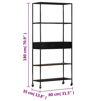 bogreol 80x35x180 cm ru mangotræ og jern