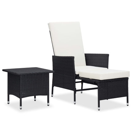loungesæt til haven 2 dele med hynder polyrattan sort