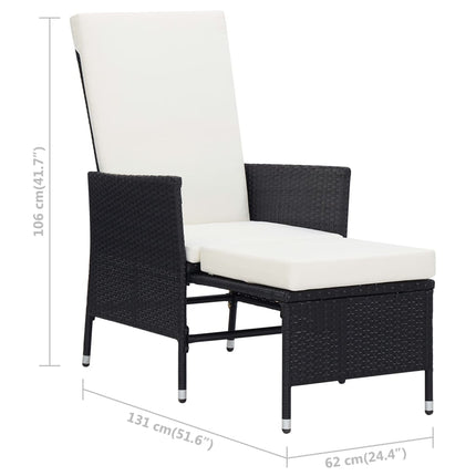 loungesæt til haven 2 dele med hynder polyrattan sort