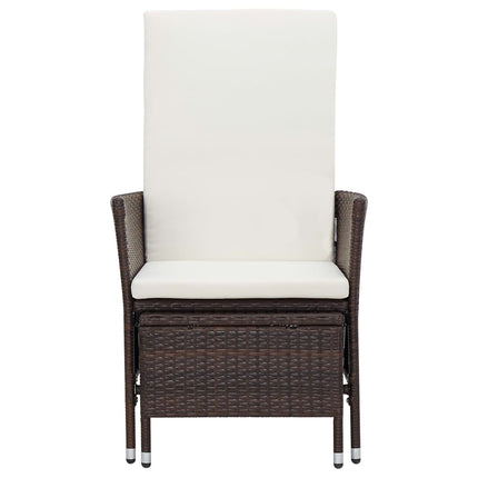 loungesæt til haven 2 dele med hynder polyrattan brun