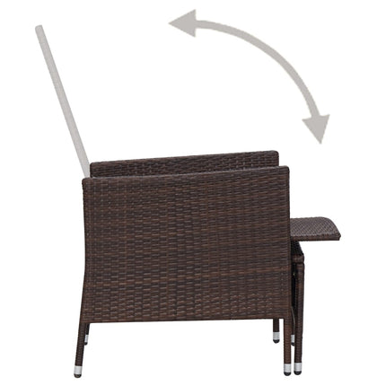 loungesæt til haven 2 dele med hynder polyrattan brun