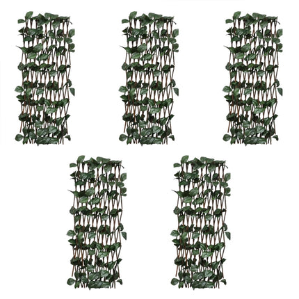 pilehegn med espalier 5 stk. med kunstige blade 180x30 cm