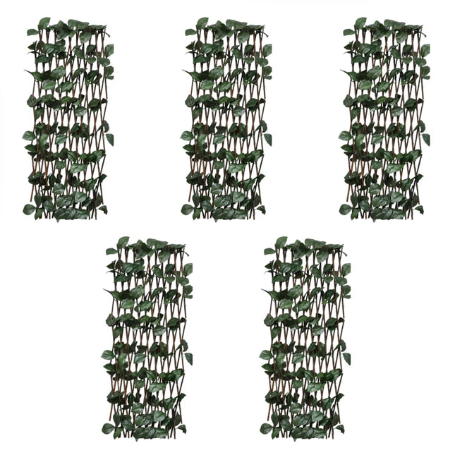 pilehegn med espalier 5 stk. med kunstige blade 180x30 cm