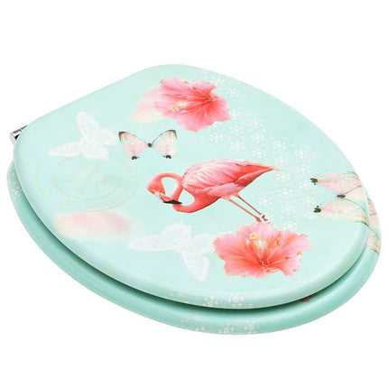 toiletsæder med låg 2 stk. MDF flamingodesign