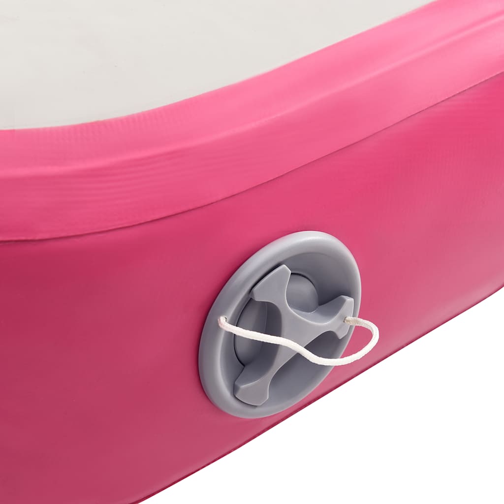 oppustelig gymnastikmåtte med pumpe 60x100x10 cm PVC lyserød