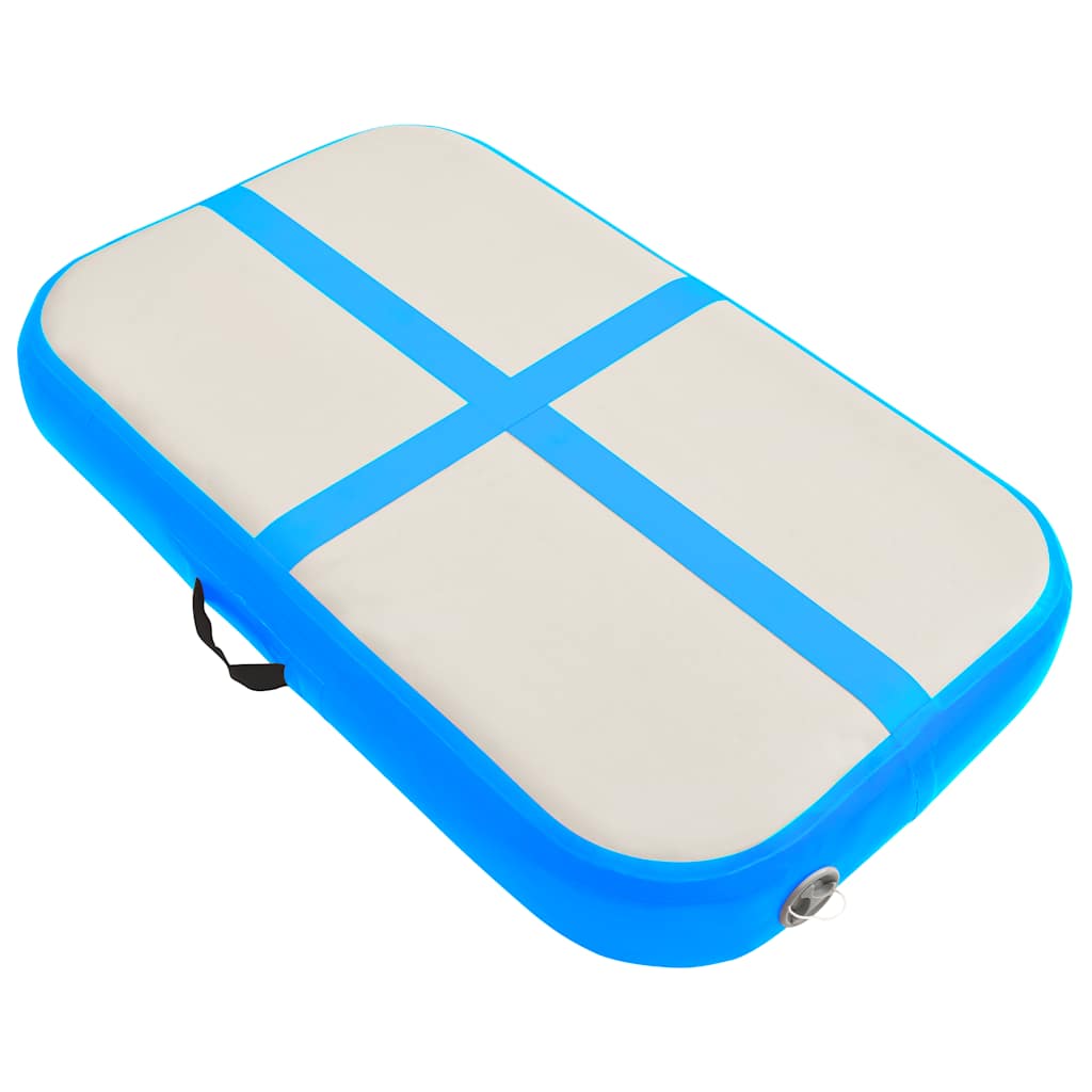 oppustelig gymnastikmåtte med pumpe 60x100x10 cm PVC blå