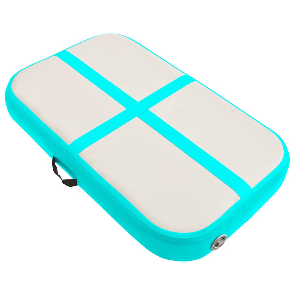 oppustelig gymnastikmåtte med pumpe 60x100x10 cm PVC grøn