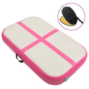 oppustelig gymnastikmåtte med pumpe 60x100x15 cm PVC lyserød