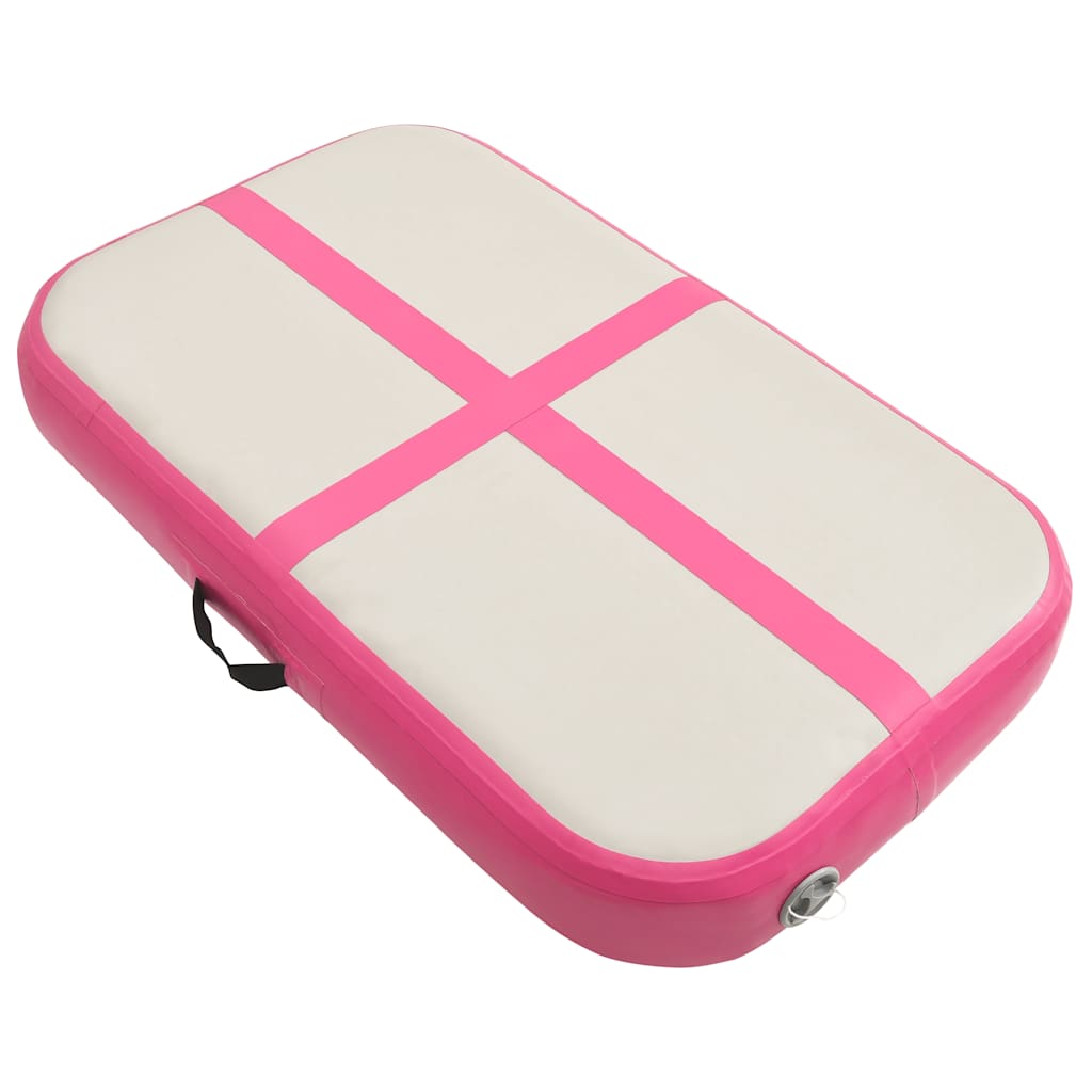 oppustelig gymnastikmåtte med pumpe 60x100x20 cm PVC lyserød