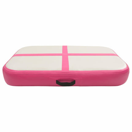 oppustelig gymnastikmåtte med pumpe 60x100x20 cm PVC lyserød