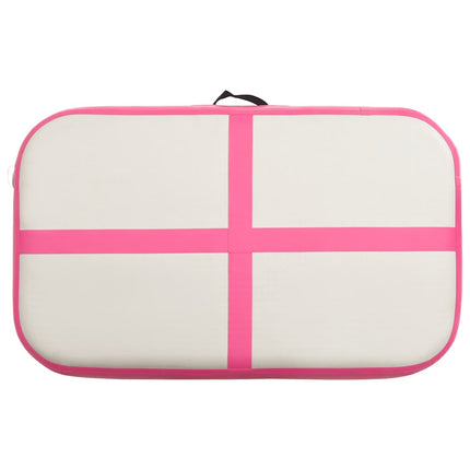 oppustelig gymnastikmåtte med pumpe 60x100x20 cm PVC lyserød