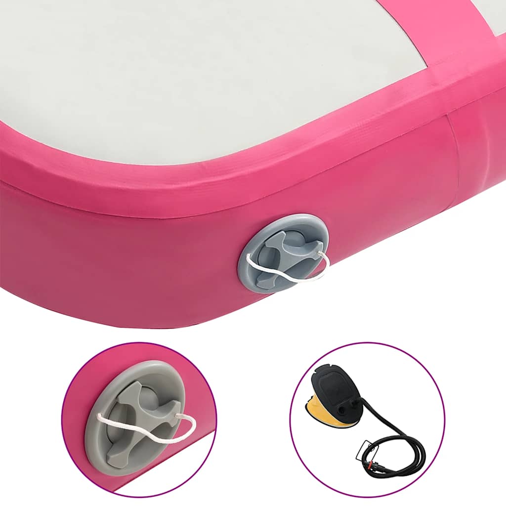 oppustelig gymnastikmåtte med pumpe 60x100x20 cm PVC lyserød