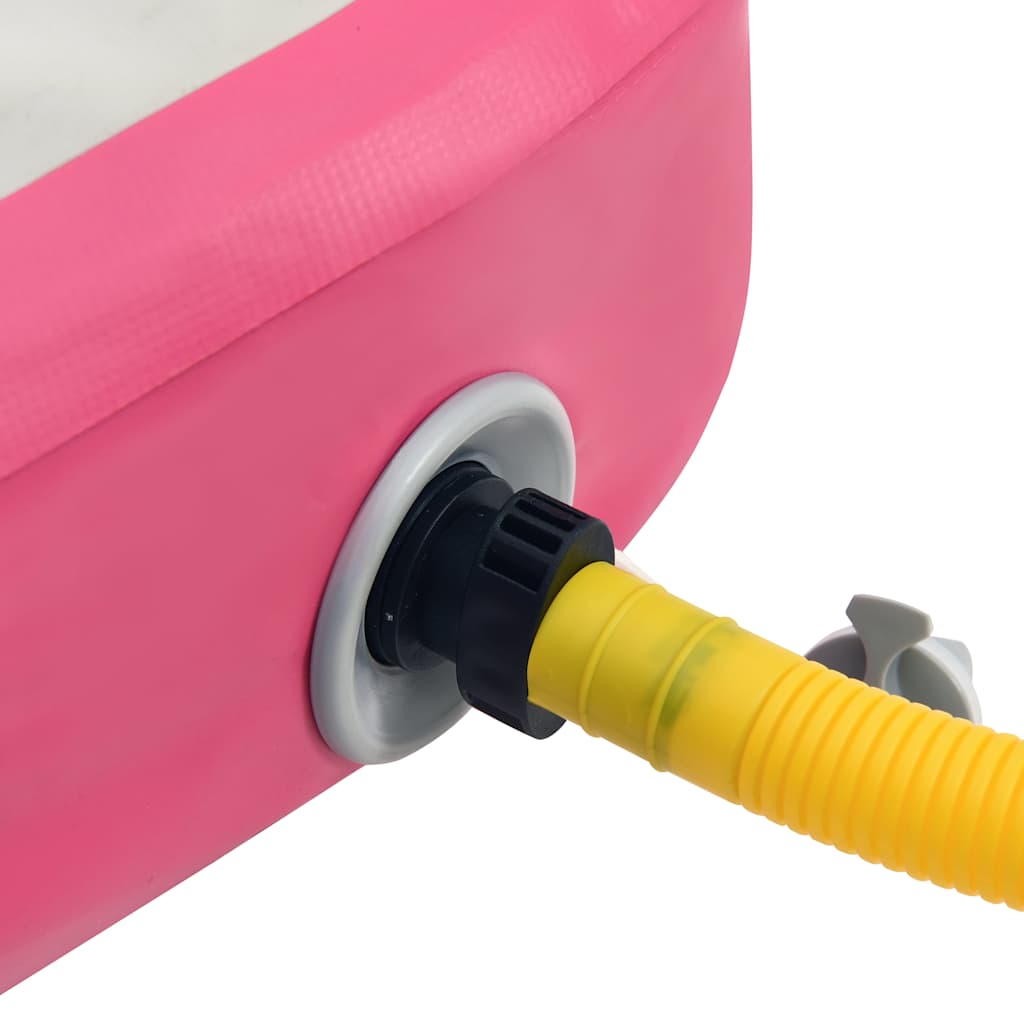 oppustelig gymnastikmåtte m. pumpe 300x100x15 cm PVC pink