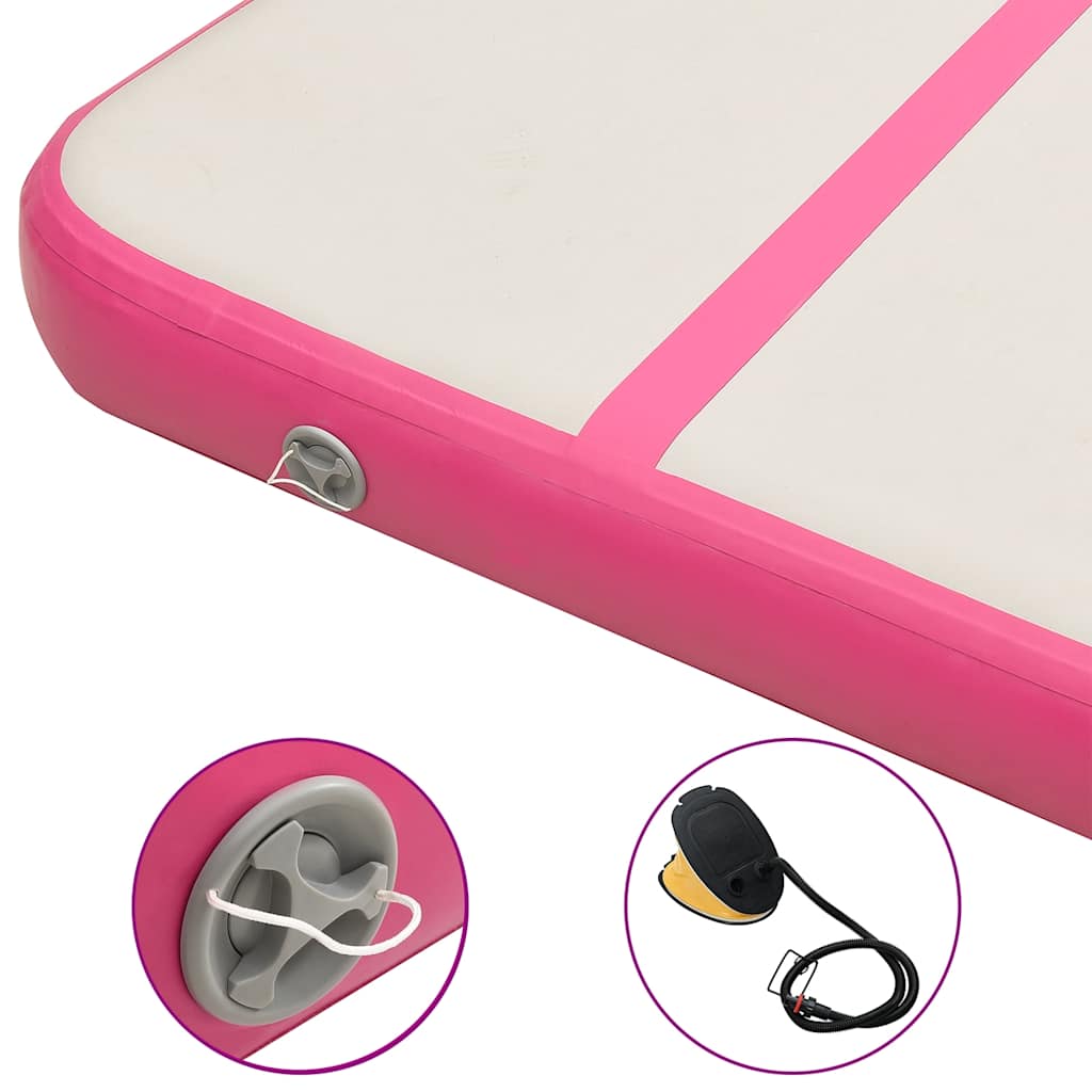 oppustelig gymnastikmåtte m. pumpe 300x100x15 cm PVC pink