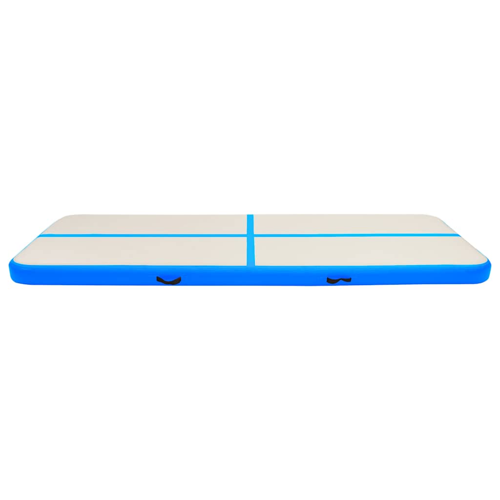 oppustelig gymnastikmåtte m. pumpe 300x100x15 cm PVC blå