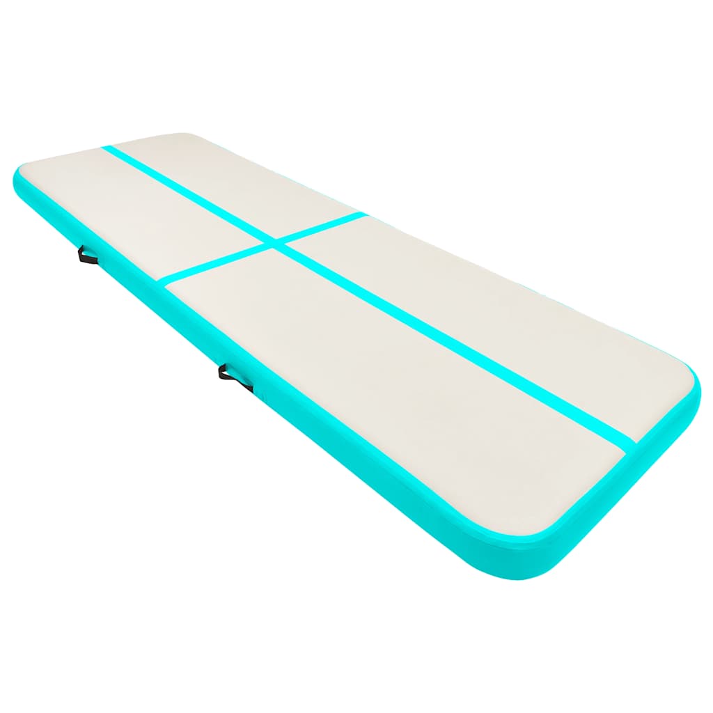 oppustelig gymnastikmåtte m. pumpe 300x100x15 cm PVC grøn