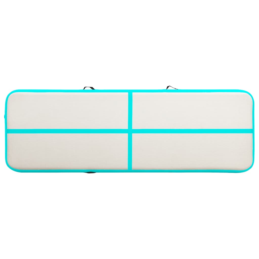 oppustelig gymnastikmåtte m. pumpe 300x100x15 cm PVC grøn