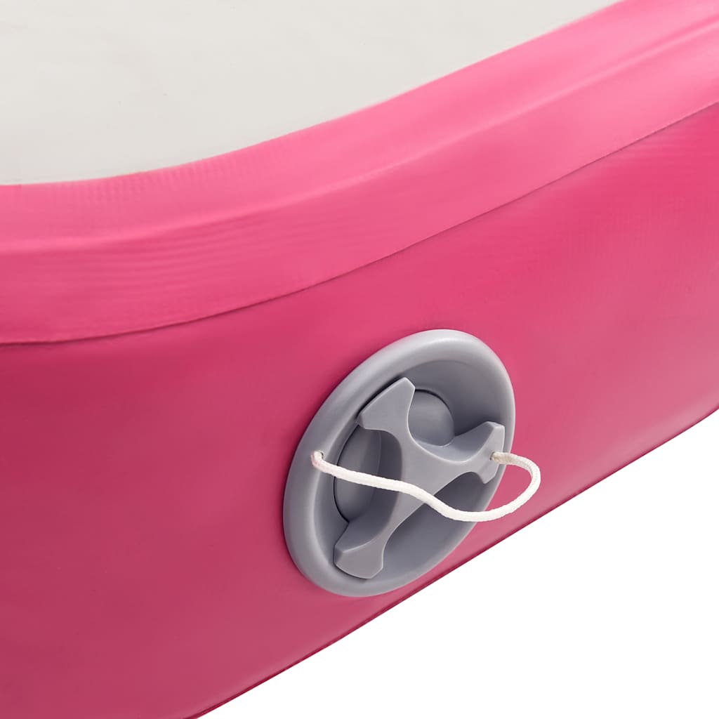 oppustelig gymnastikmåtte m. pumpe 400x100x15 cm PVC lyserød