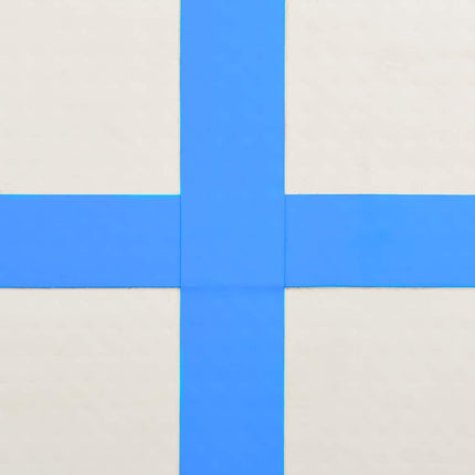 oppustelig gymnastikmåtte m. pumpe 400x100x15 cm PVC blå