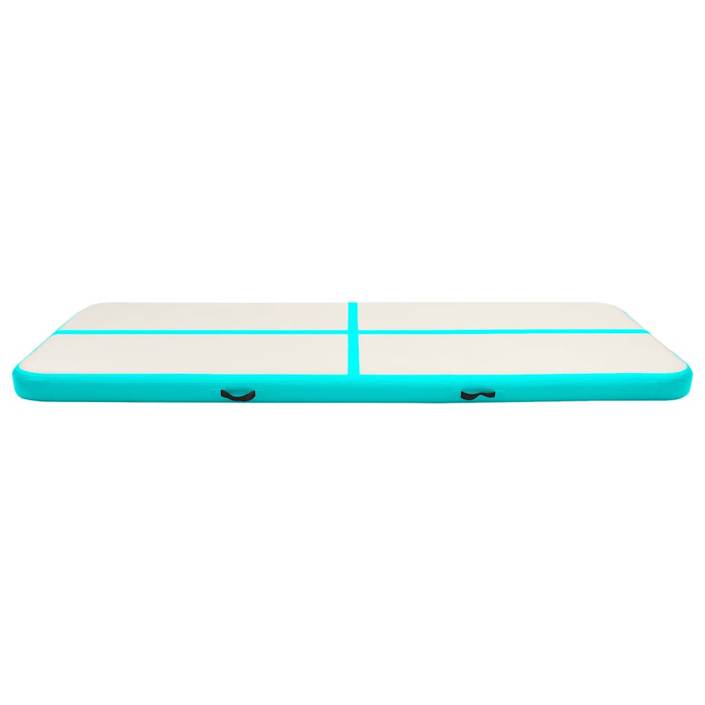 oppustelig gymnastikmåtte m. pumpe 400x100x15 cm PVC grøn