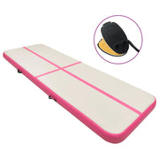 oppustelig gymnastikmåtte m. pumpe 500x100x15 cm PVC lyserød