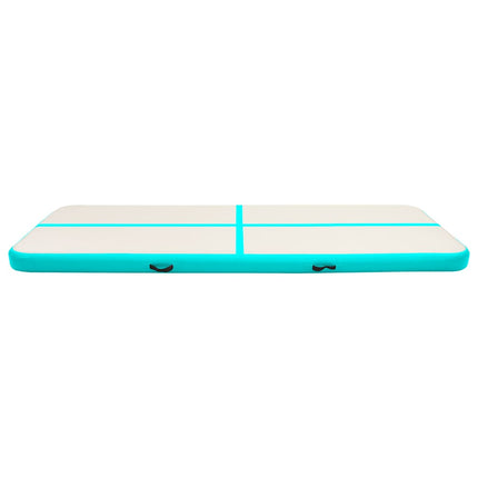 oppustelig gymnastikmåtte m. pumpe 500x100x15 cm PVC grøn