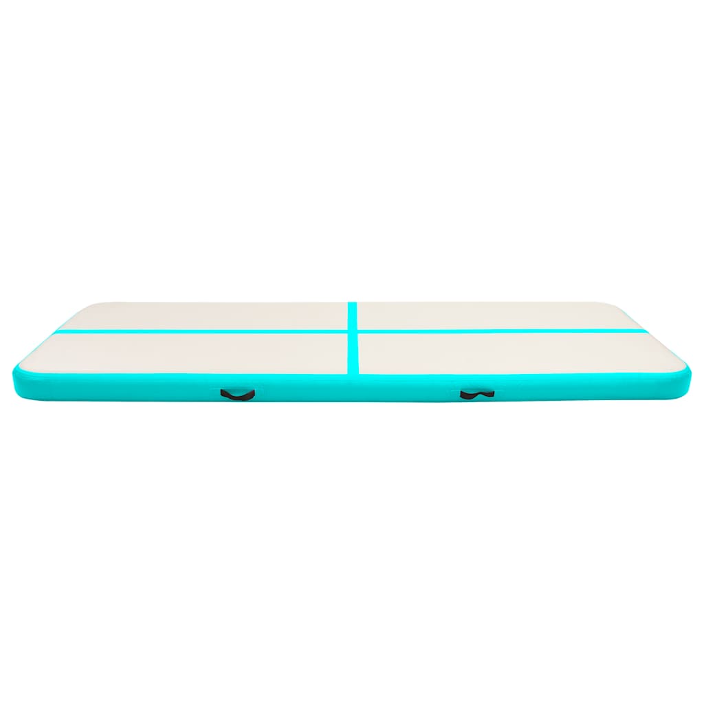 oppustelig gymnastikmåtte m. pumpe 500x100x15 cm PVC grøn