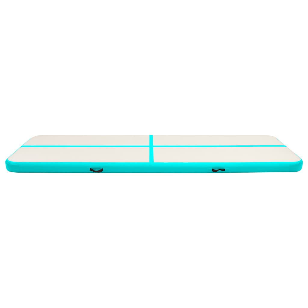 oppustelig gymnastikmåtte m. pumpe 600x100x15 cm PVC grøn