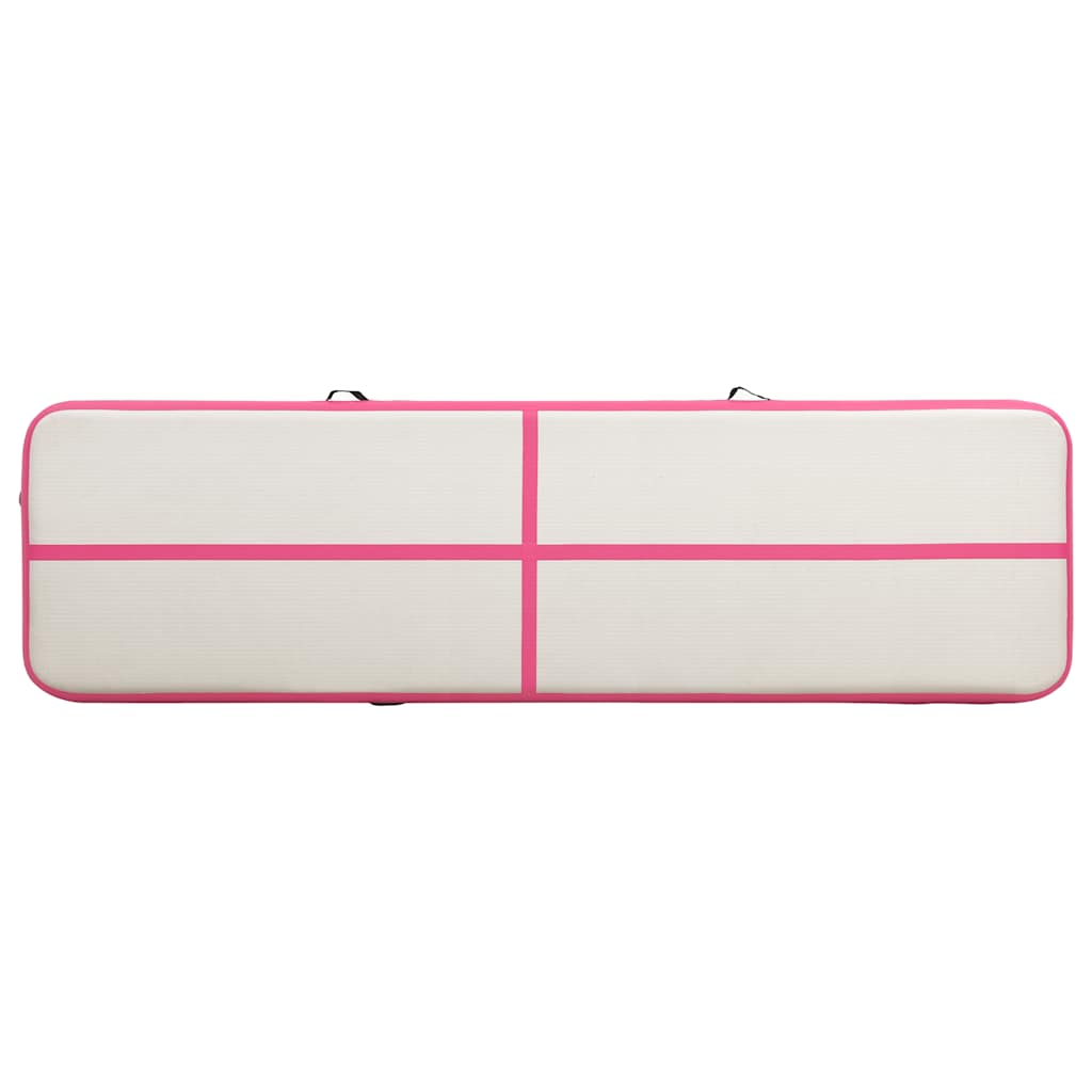 oppustelig gymnastikmåtte m. pumpe 700x100x15 cm PVC lyserød