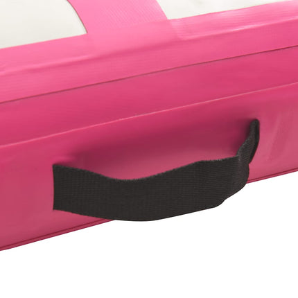 oppustelig gymnastikmåtte m. pumpe 700x100x15 cm PVC lyserød