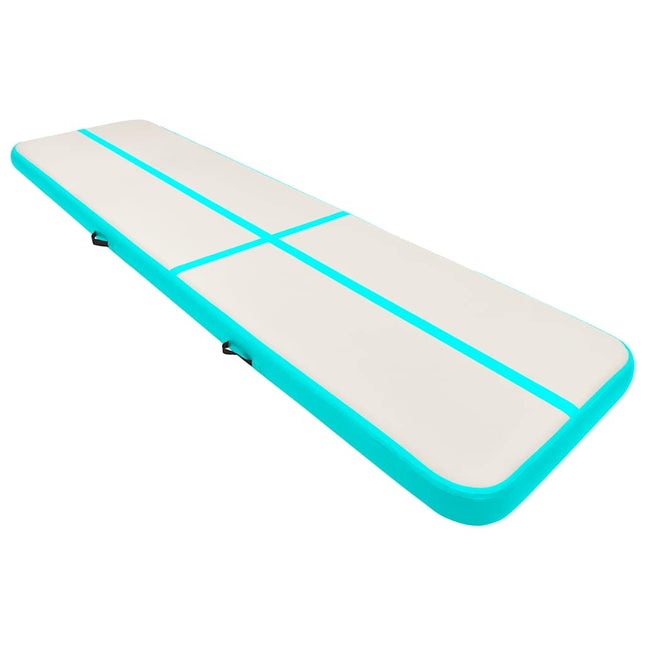 oppustelig gymnastikmåtte m. pumpe 700x100x15 cm PVC grøn