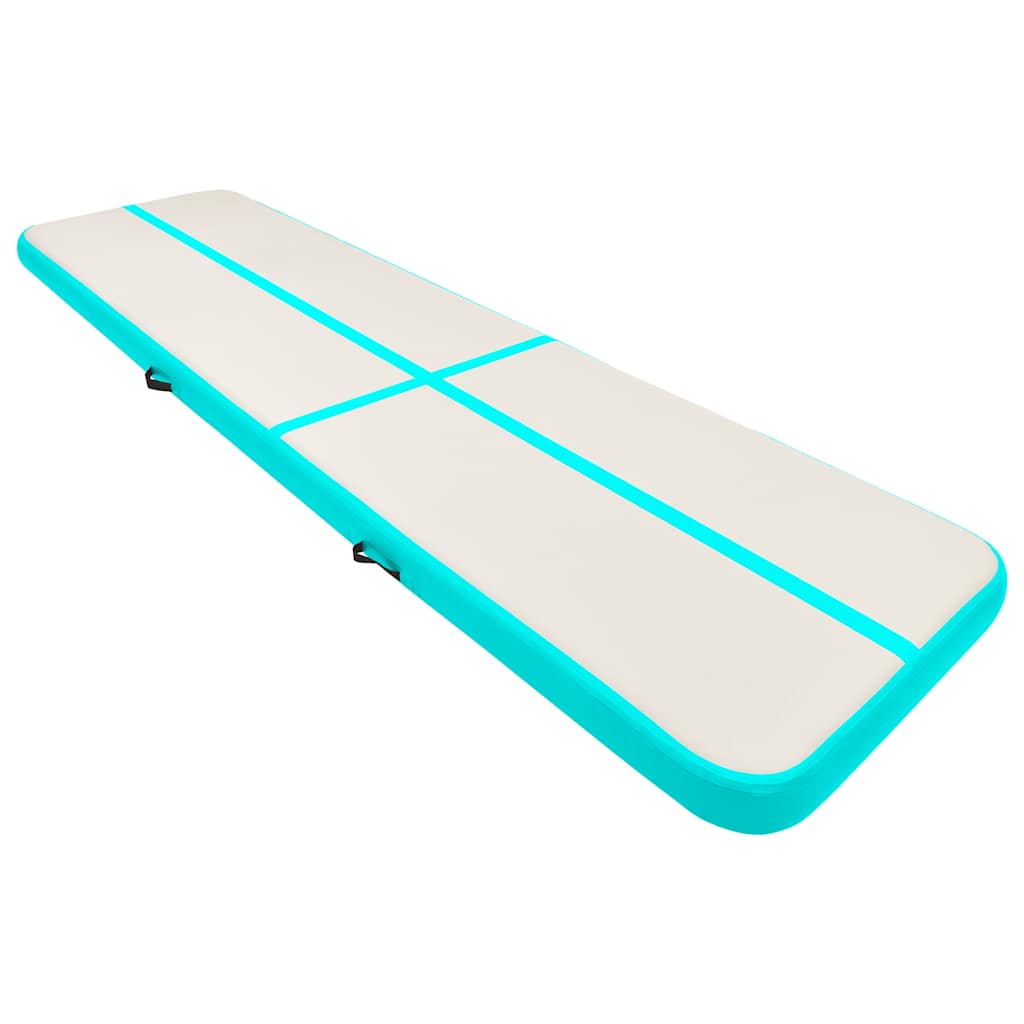 oppustelig gymnastikmåtte m. pumpe 700x100x15 cm PVC grøn