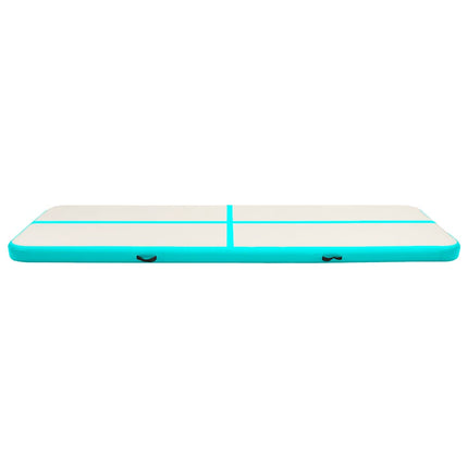 oppustelig gymnastikmåtte m. pumpe 800x100x15 cm PVC grøn