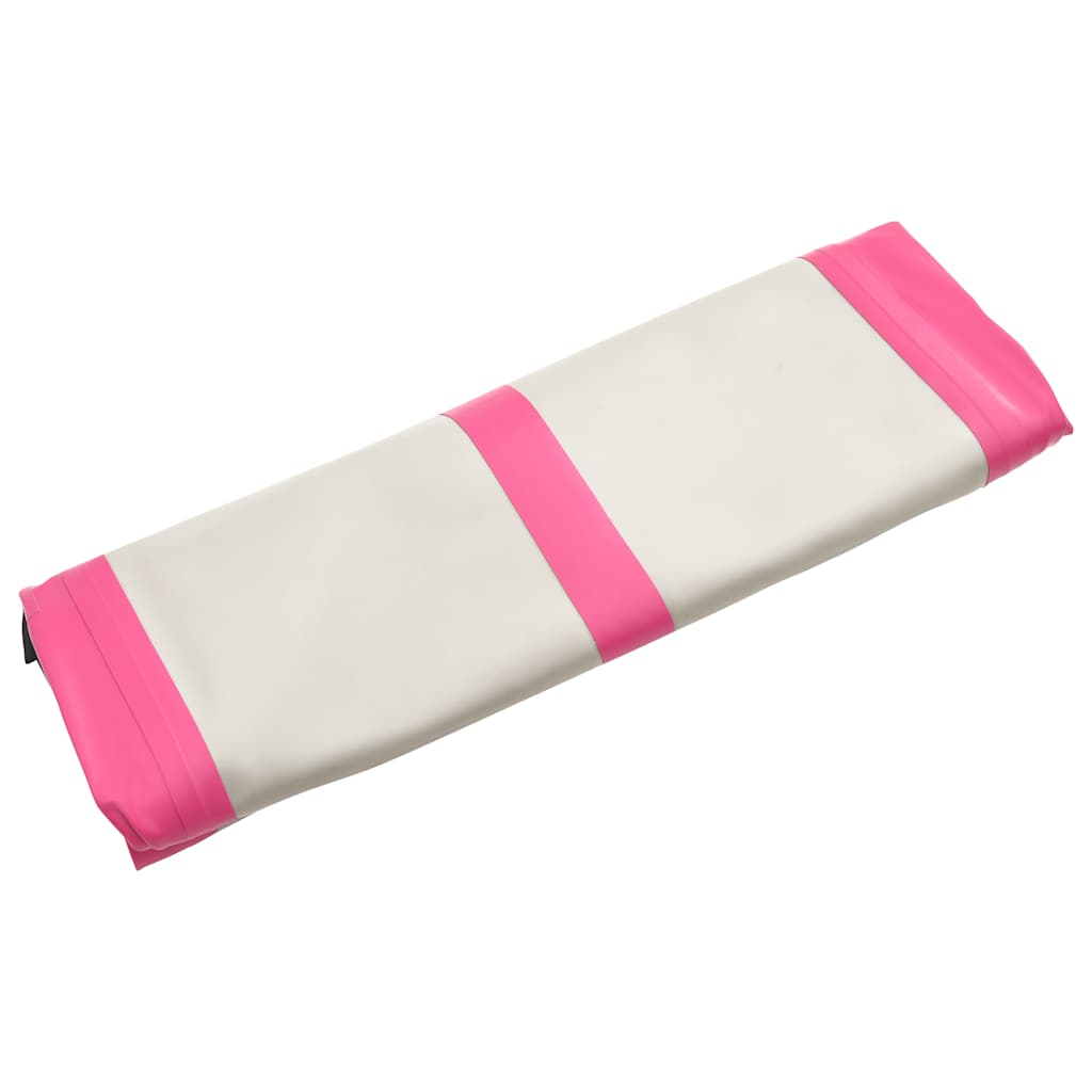 oppustelig gymnastikmåtte med pumpe 300x100x20 cm PVC lyserød