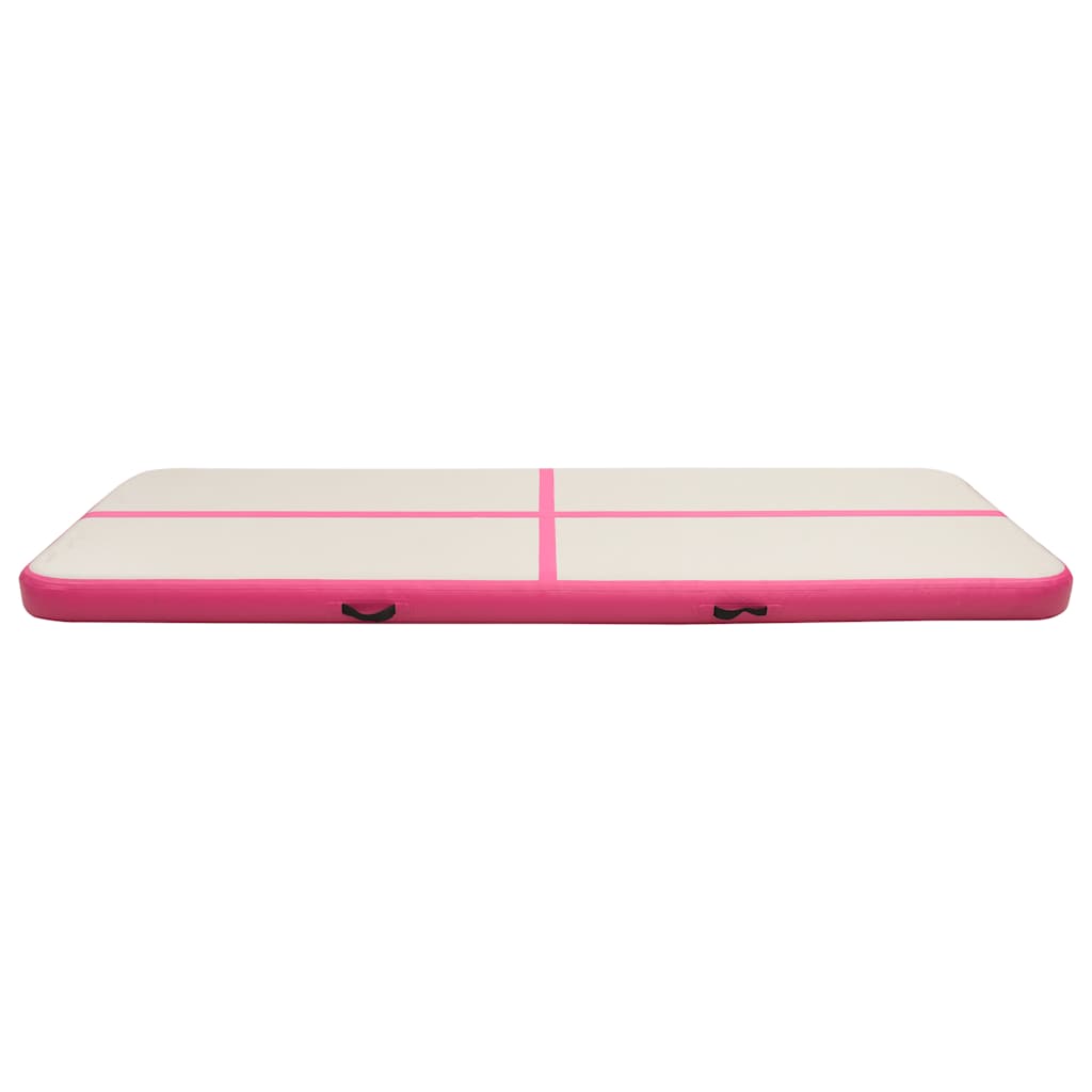 oppustelig gymnastikmåtte med pumpe 300x100x20 cm PVC lyserød