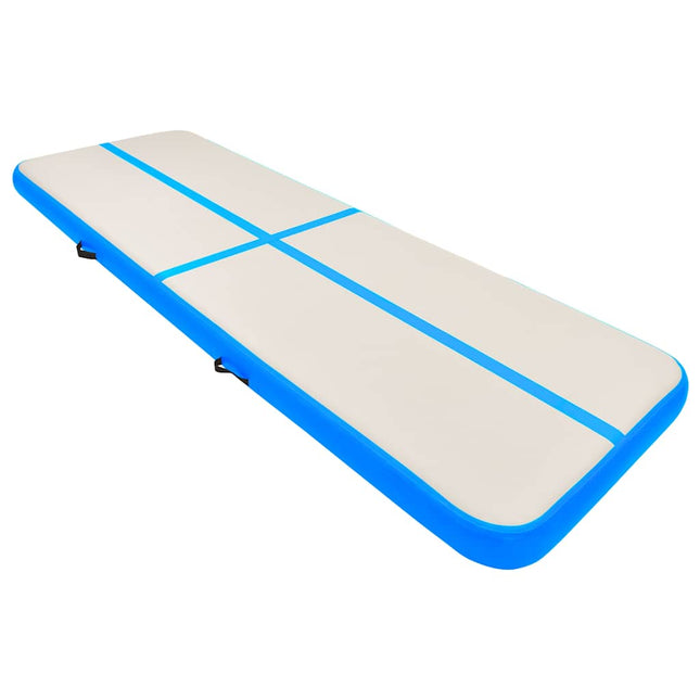 oppustelig gymnastikmåtte med pumpe 300x100x20 cm PVC blå
