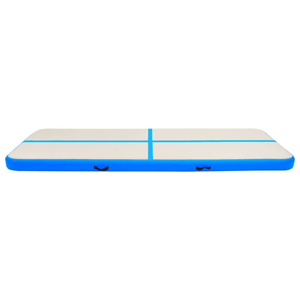 oppustelig gymnastikmåtte med pumpe 300x100x20 cm PVC blå