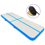 oppustelig gymnastikmåtte med pumpe 400x100x20 cm PVC blå
