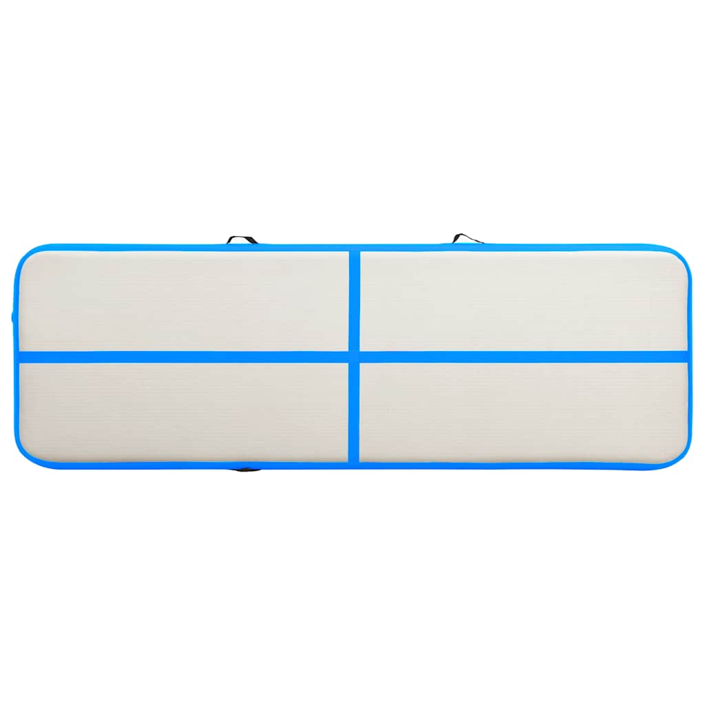 oppustelig gymnastikmåtte med pumpe 400x100x20 cm PVC blå