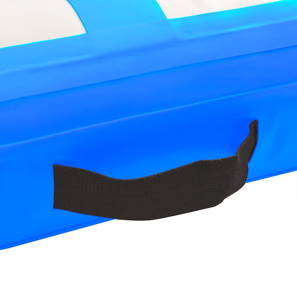 oppustelig gymnastikmåtte med pumpe 400x100x20 cm PVC blå