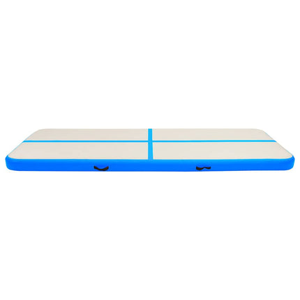 oppustelig gymnastikmåtte med pumpe 500x100x20 cm PVC blå